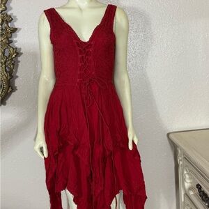 Flower vintage red fairy dress